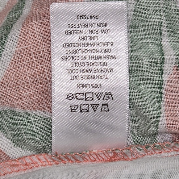 Sigrid Olsen Green Coral Tropical Linen‎ Pants Wide Leg Elastic Waist Size Small - Picture 11 of 16